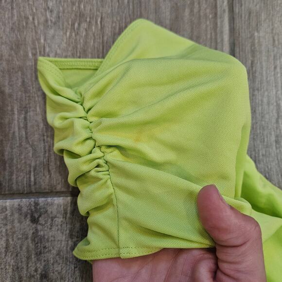 Mugler H&M One Shoulder Ruched Mini Dress Women’s M Neon Green NEW Runway Collab - Picture 14 of 16